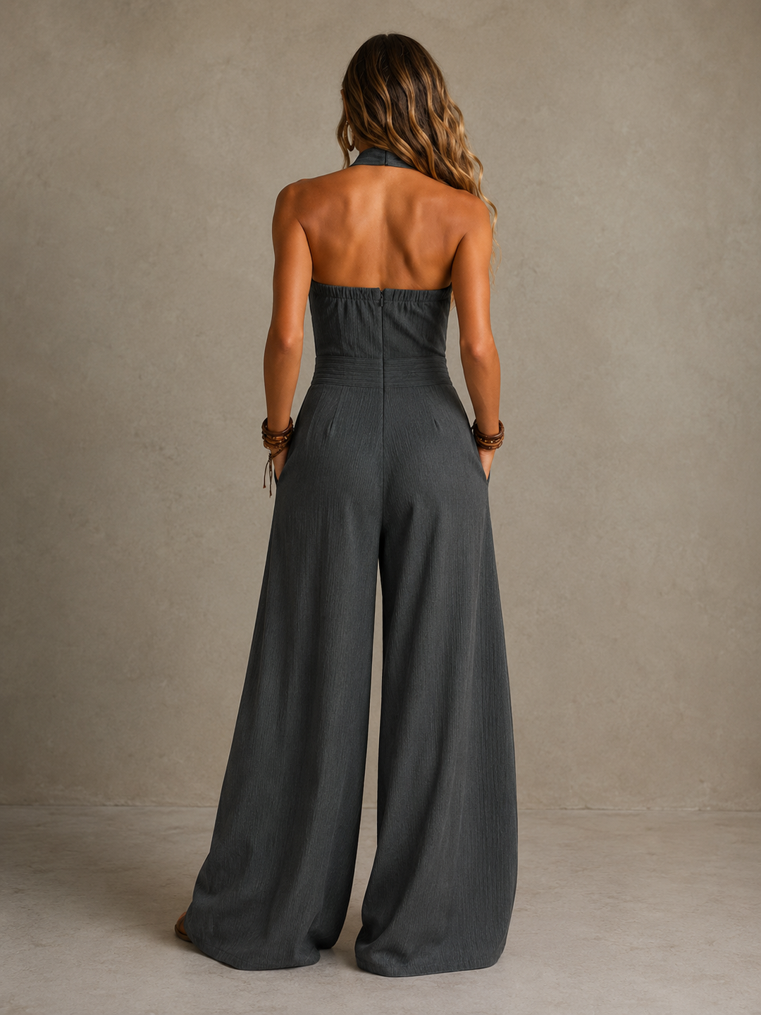 Bianca - Elegant Linen Jumpsuit with Crossover Neckline