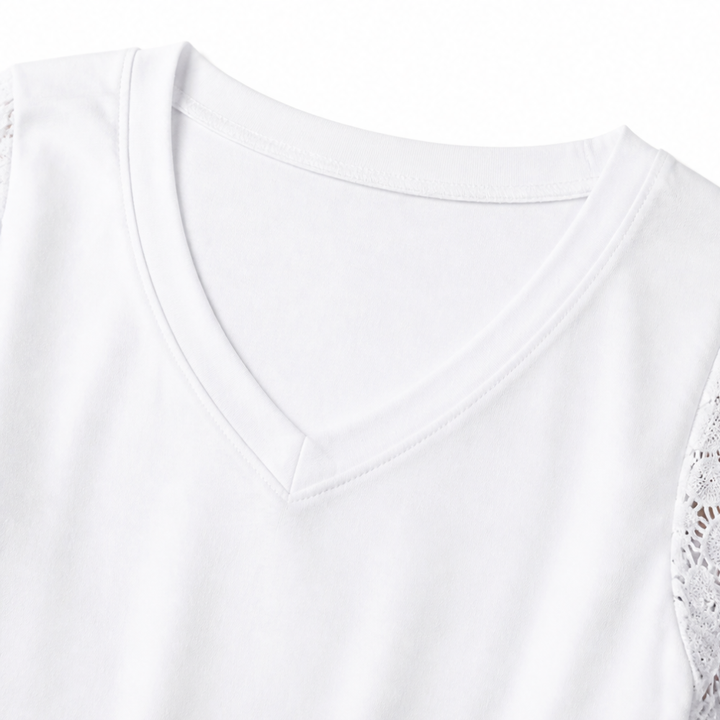 Lumeya™ – Crochet Lace Sleeve V-Neck Top