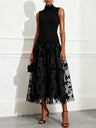 Addie | Flocked Knit High-Neck Maxi Dress