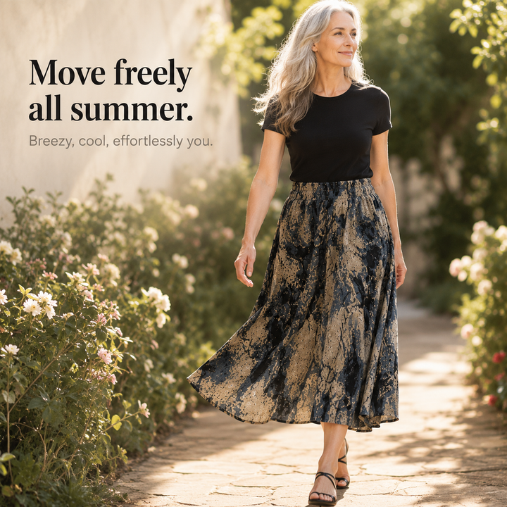 Florenza™ – Wide-Leg Flowy Summer Capri Pants with Elastic Waist &amp; Pockets