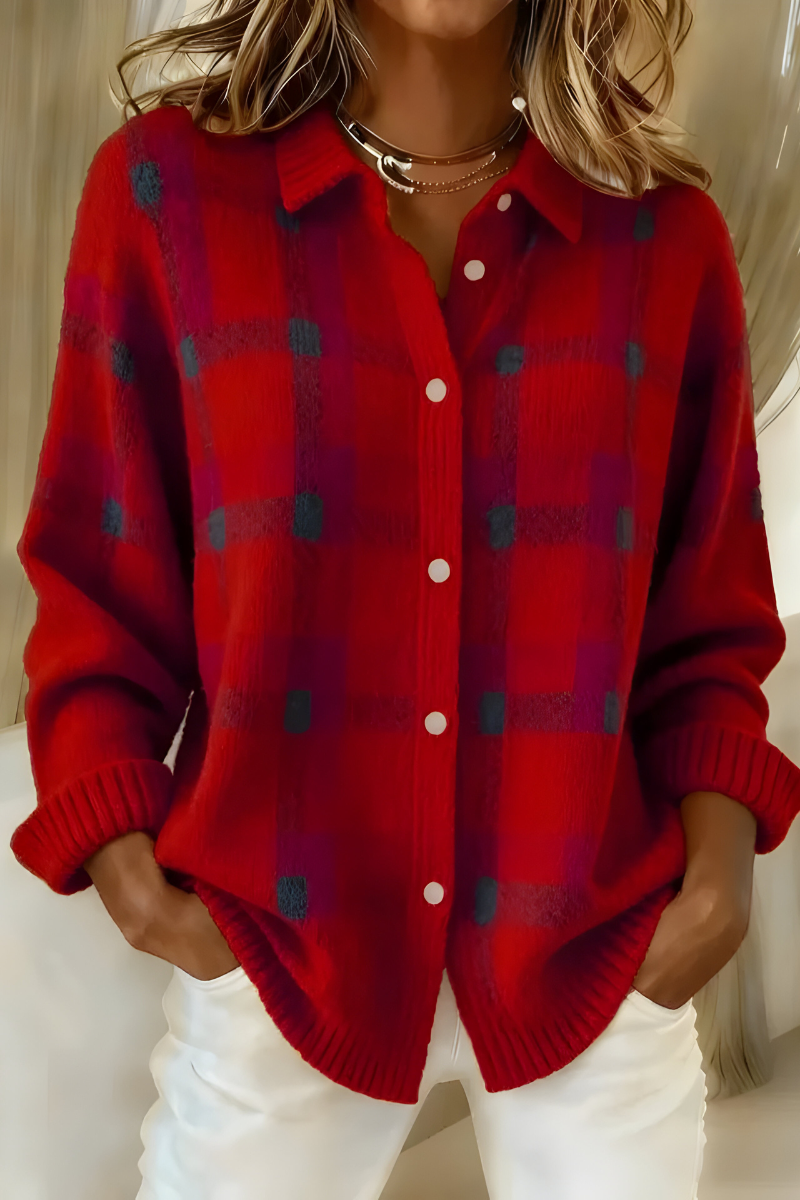 Anna -  Plaid Knit Cardigan