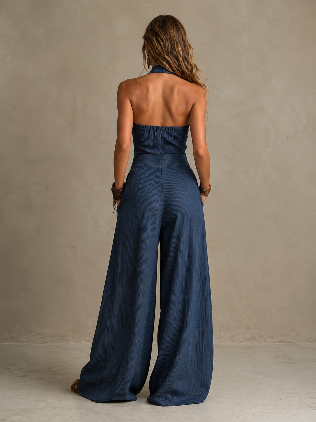 Bianca - Elegant Linen Jumpsuit with Crossover Neckline