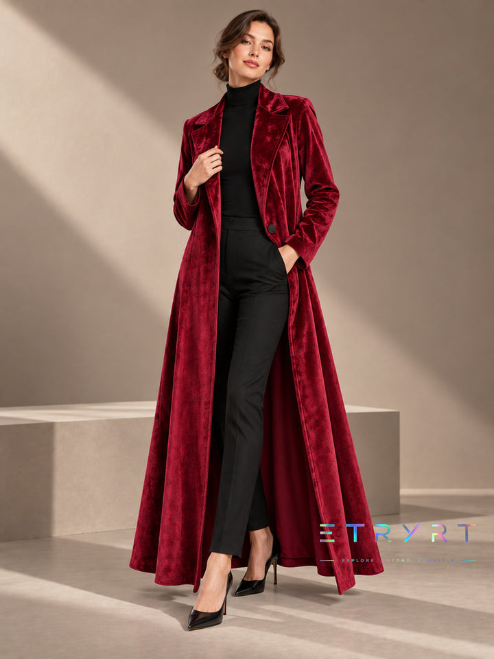 Beatrice | Velvet Open-Front Maxi Coat