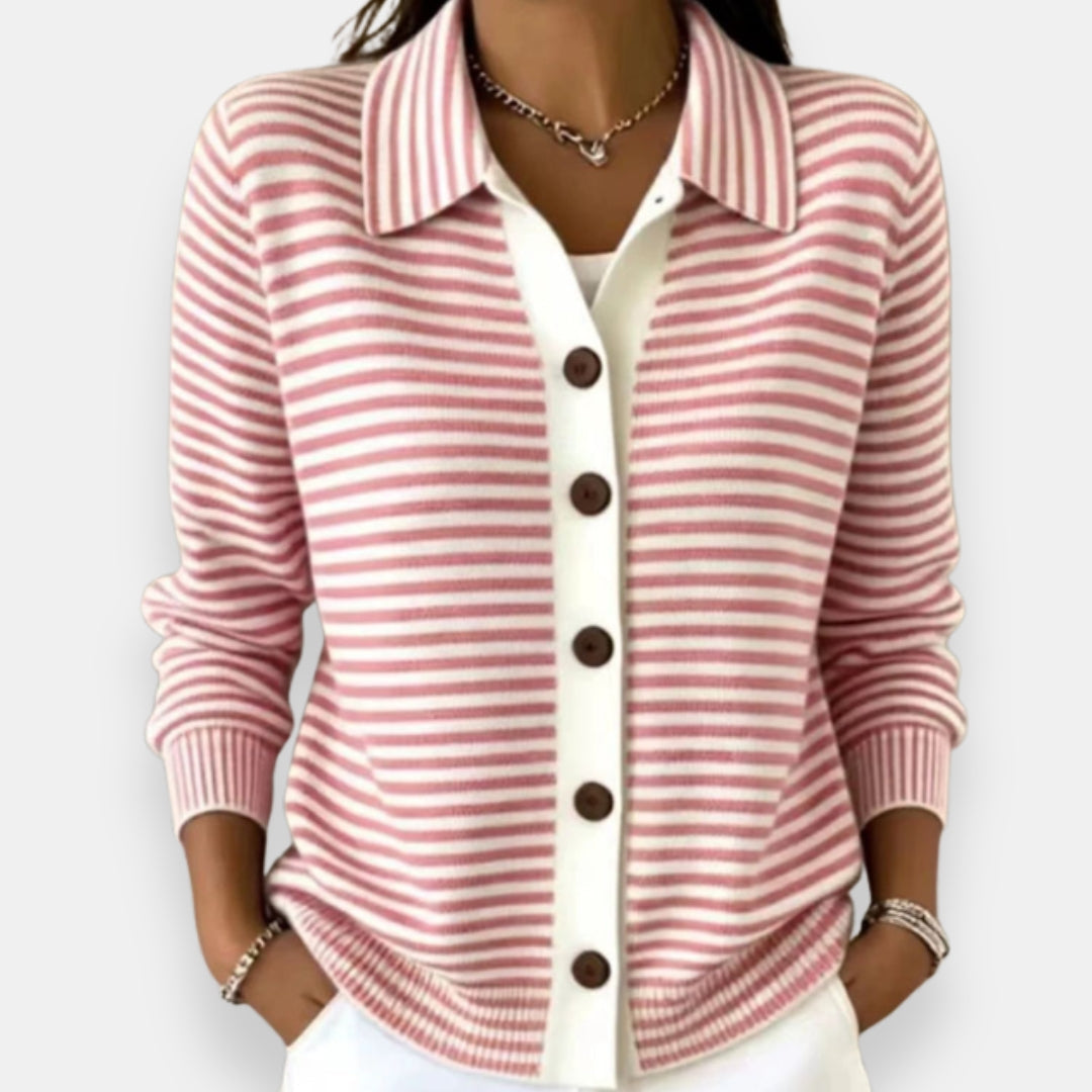 Nola -  Striped Button Cardigan