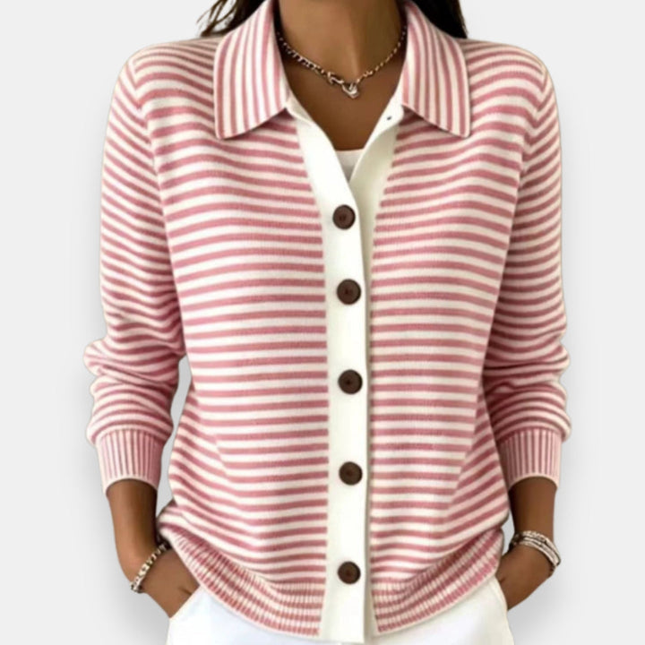 Nola -  Striped Button Cardigan