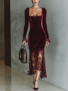 Cosette | Velvet Lace Fitted Maxi Dress