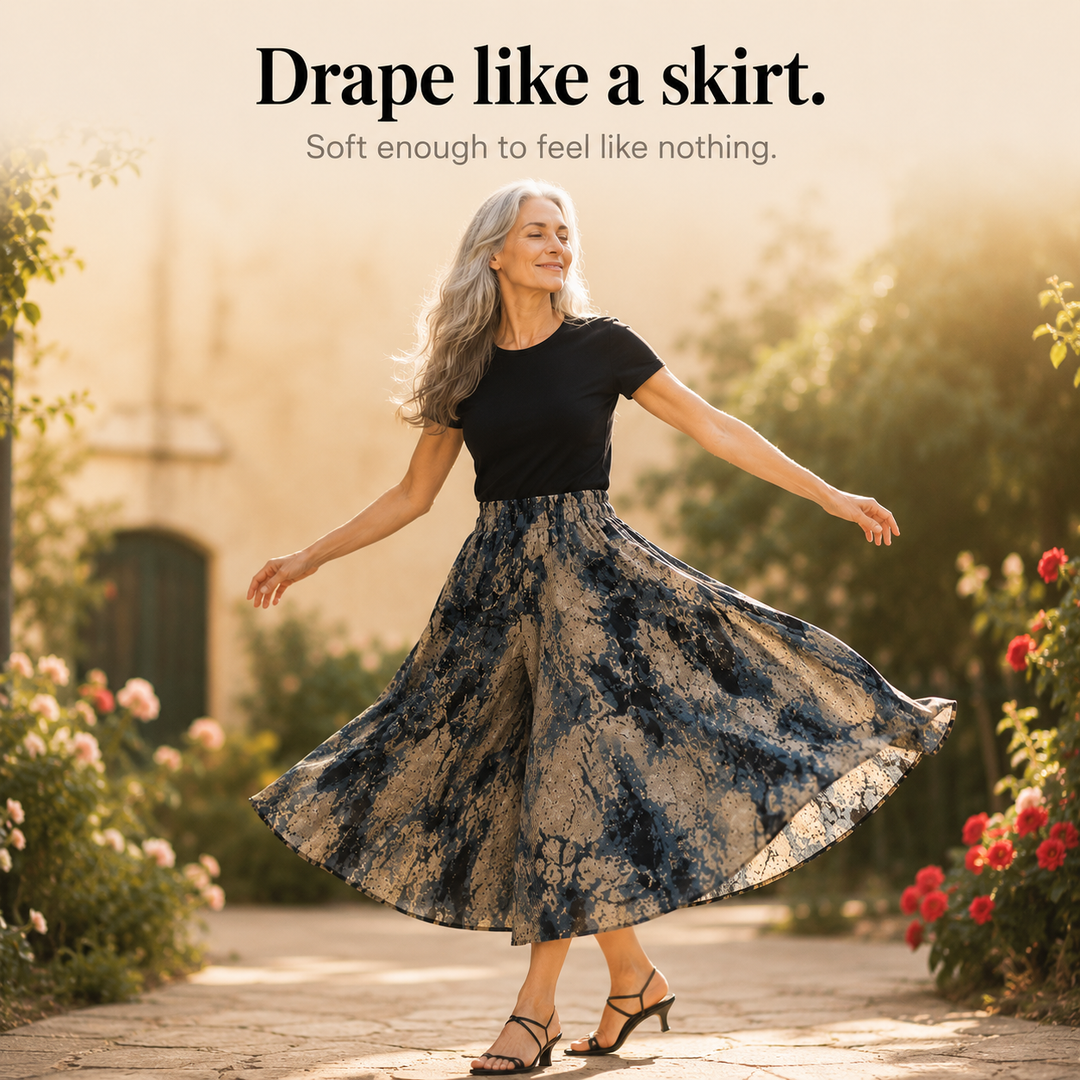 Florenza™ – Wide-Leg Flowy Summer Capri Pants with Elastic Waist &amp; Pockets