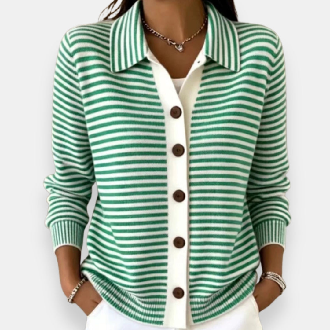 Nola -  Striped Button Cardigan