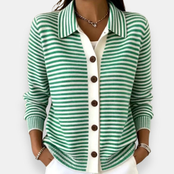 Nola -  Striped Button Cardigan