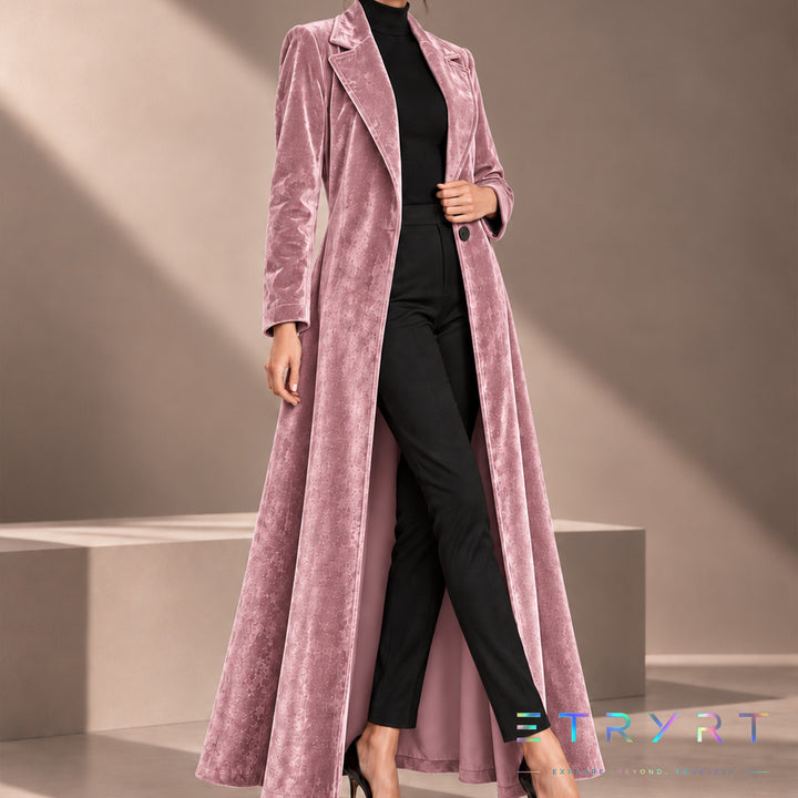 Beatrice | Velvet Open-Front Maxi Coat