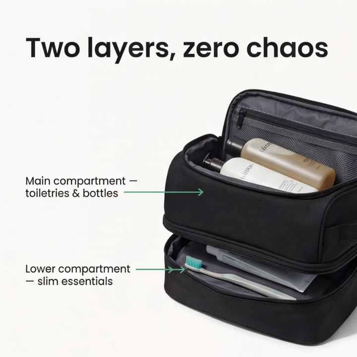 TidyPack - Dual-Layer Toiletry Bag with Wide Opening