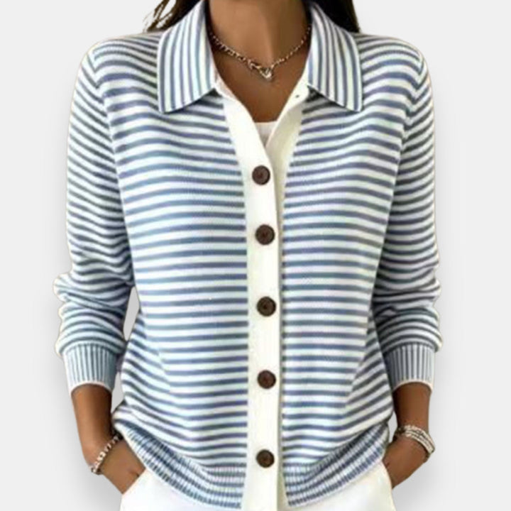 Nola -  Striped Button Cardigan