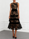 Camille - Floral Appliqué Midi Dress