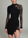 Raven | Lace Turtleneck Tulle Mini Dress