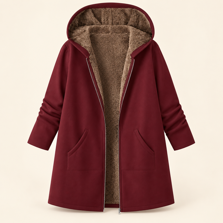 Evelyn | Cozy Sherpa-Lined Hooded Coat