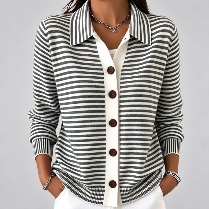 Nola | Striped Button Cardigan
