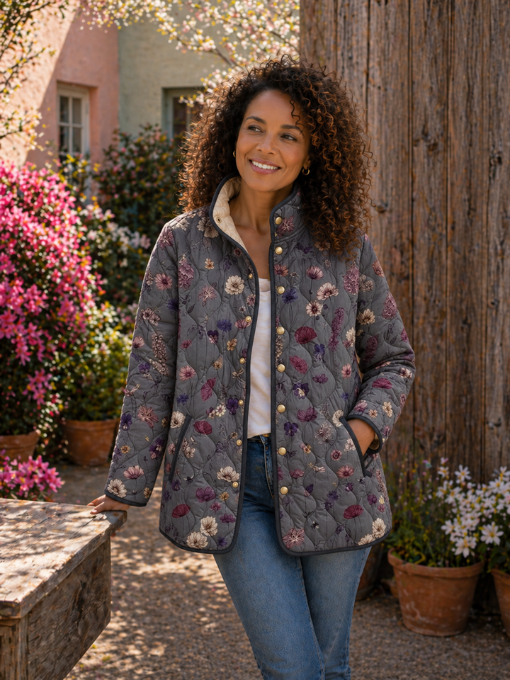 Niva | Vintage Floral Print Quilted Jacket