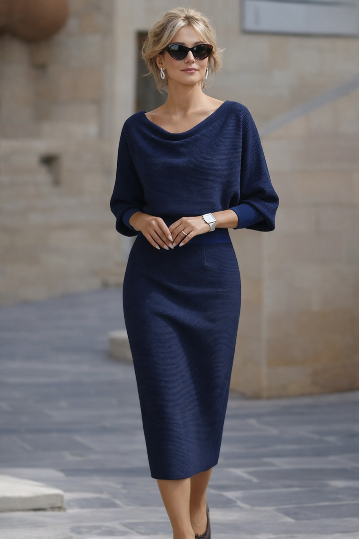 Lydia | Draped Batwing-Sleeve Dress for Women