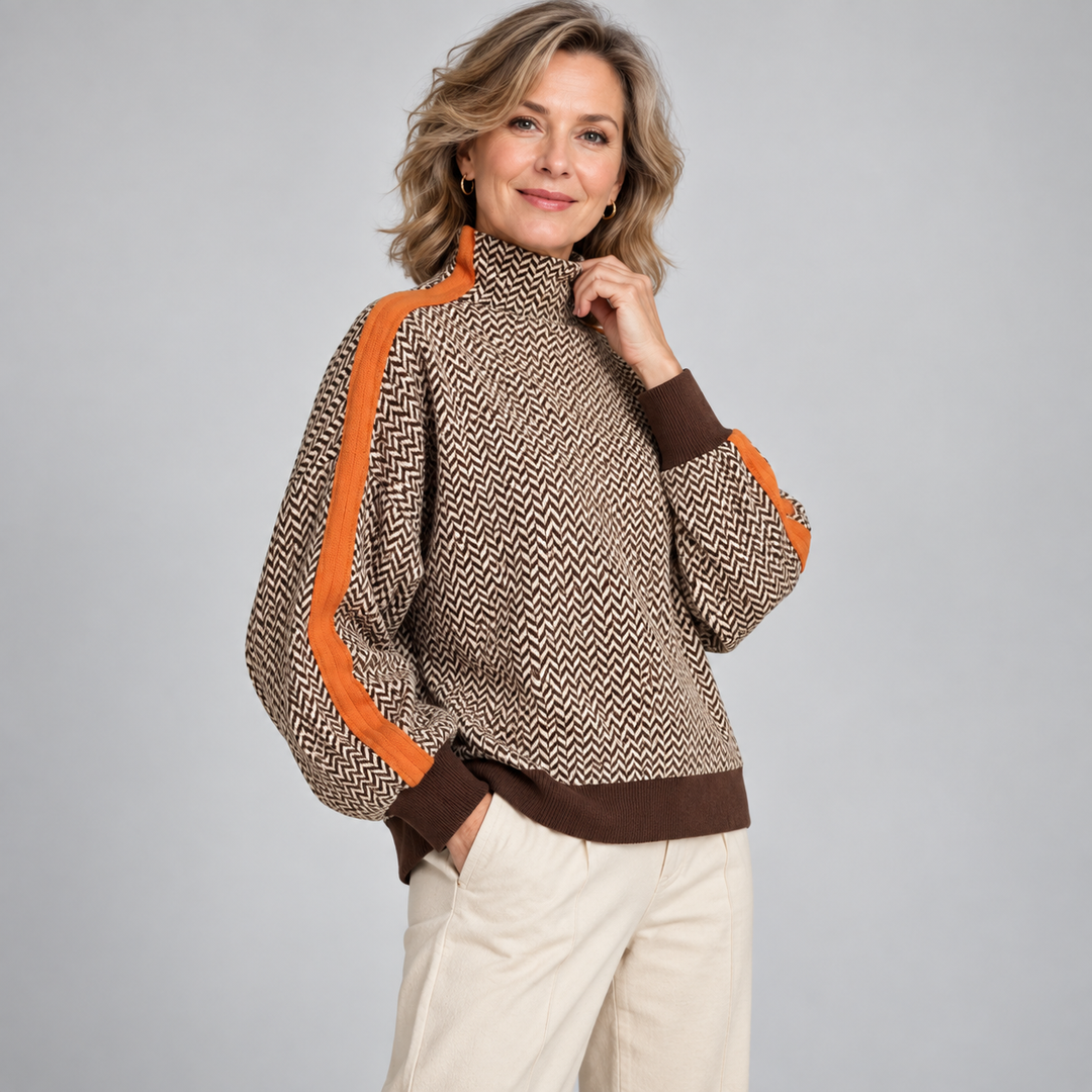 Clémence | Elegant Striped Turtleneck Sweater