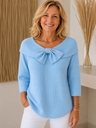 Jumper with Bow and Round Neckline for Women