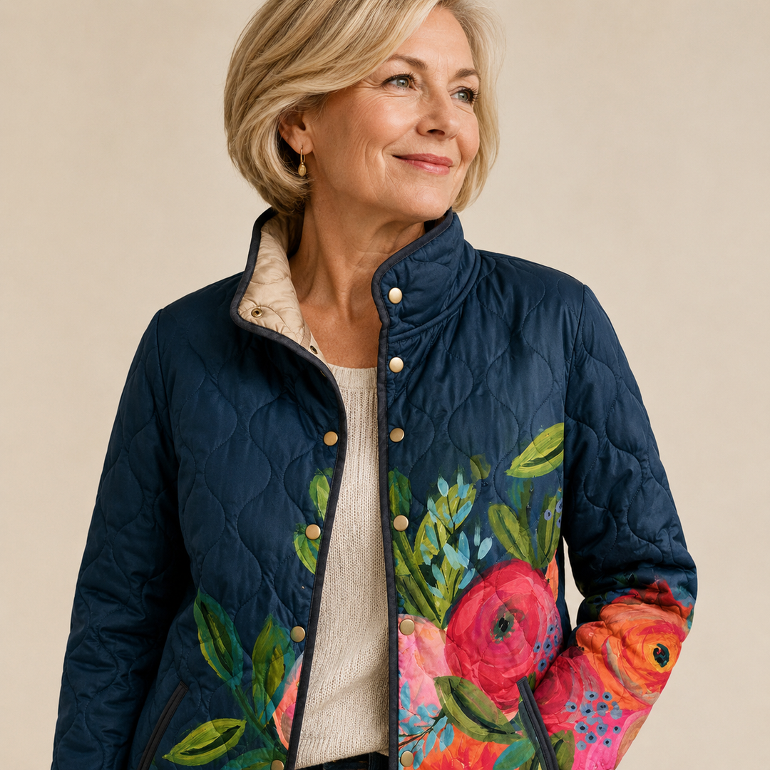 Amaya - Vintage Floral Print Quilted Jacket