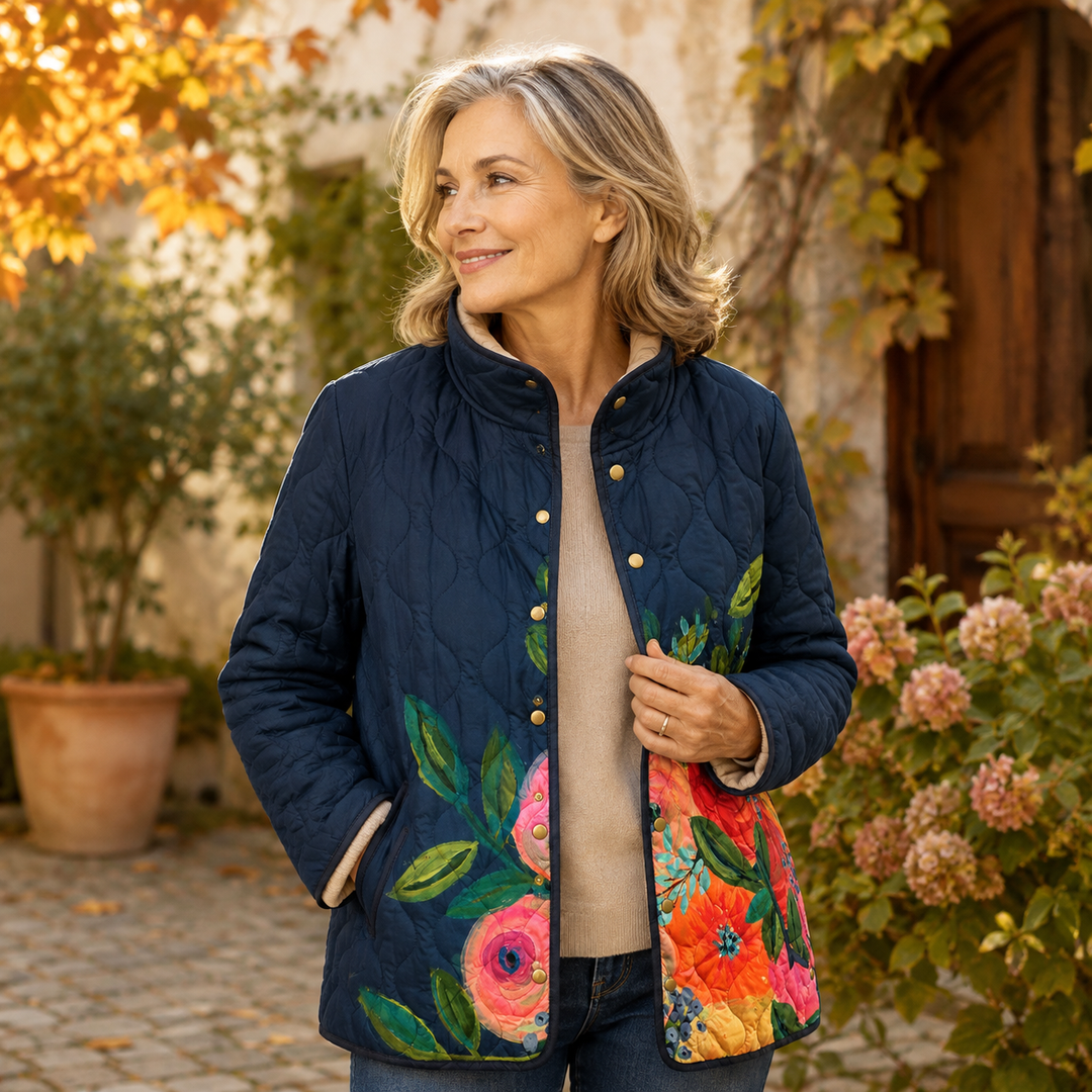 Amaya - Vintage Floral Print Quilted Jacket