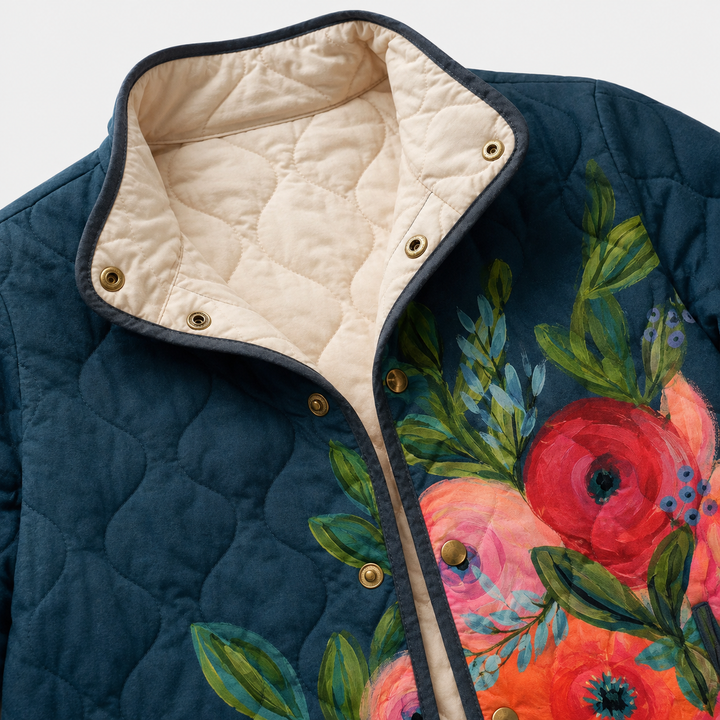Amaya - Vintage Floral Print Quilted Jacket