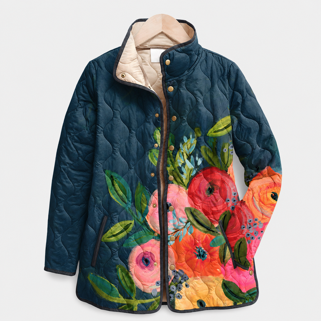 Amaya - Vintage Floral Print Quilted Jacket