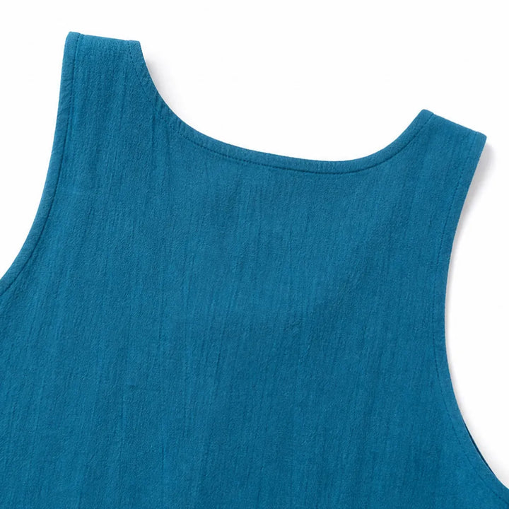 Soliva – Sleeveless Wide-Leg Cotton Jumpsuit with Pockets and Buttons