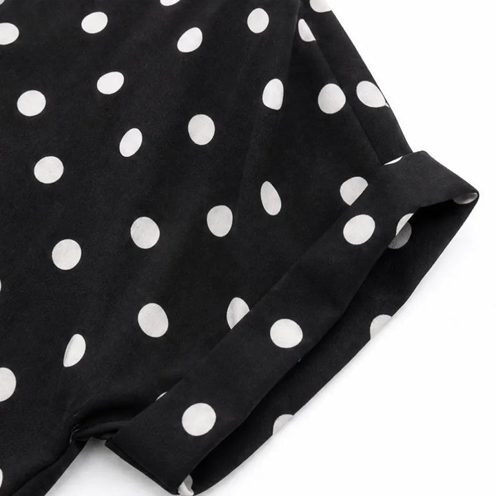 Soléa – Polka Dot Blouse and Shorts Set, Soft Drape, Summer Two Piece