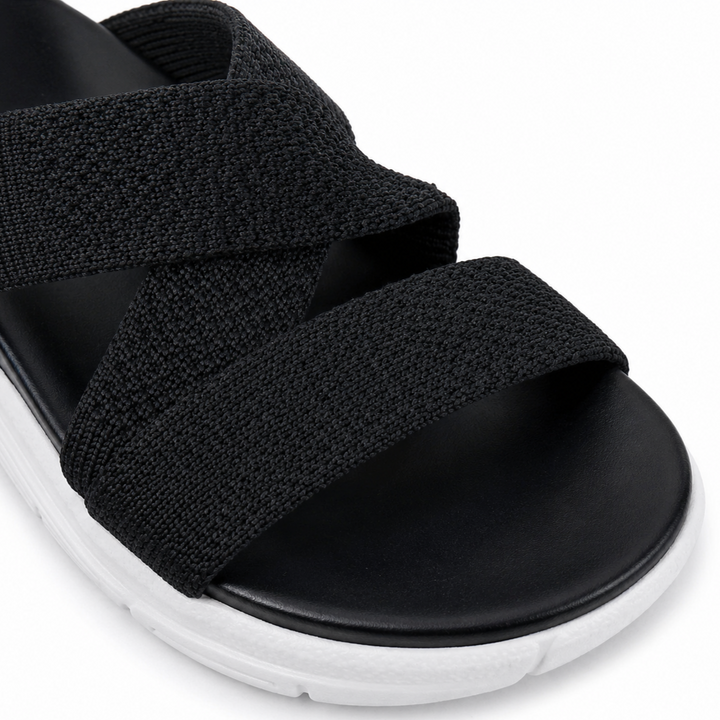 Veluna™ – Cushioned Stretch Knit Cross Strap Sandals for Women
