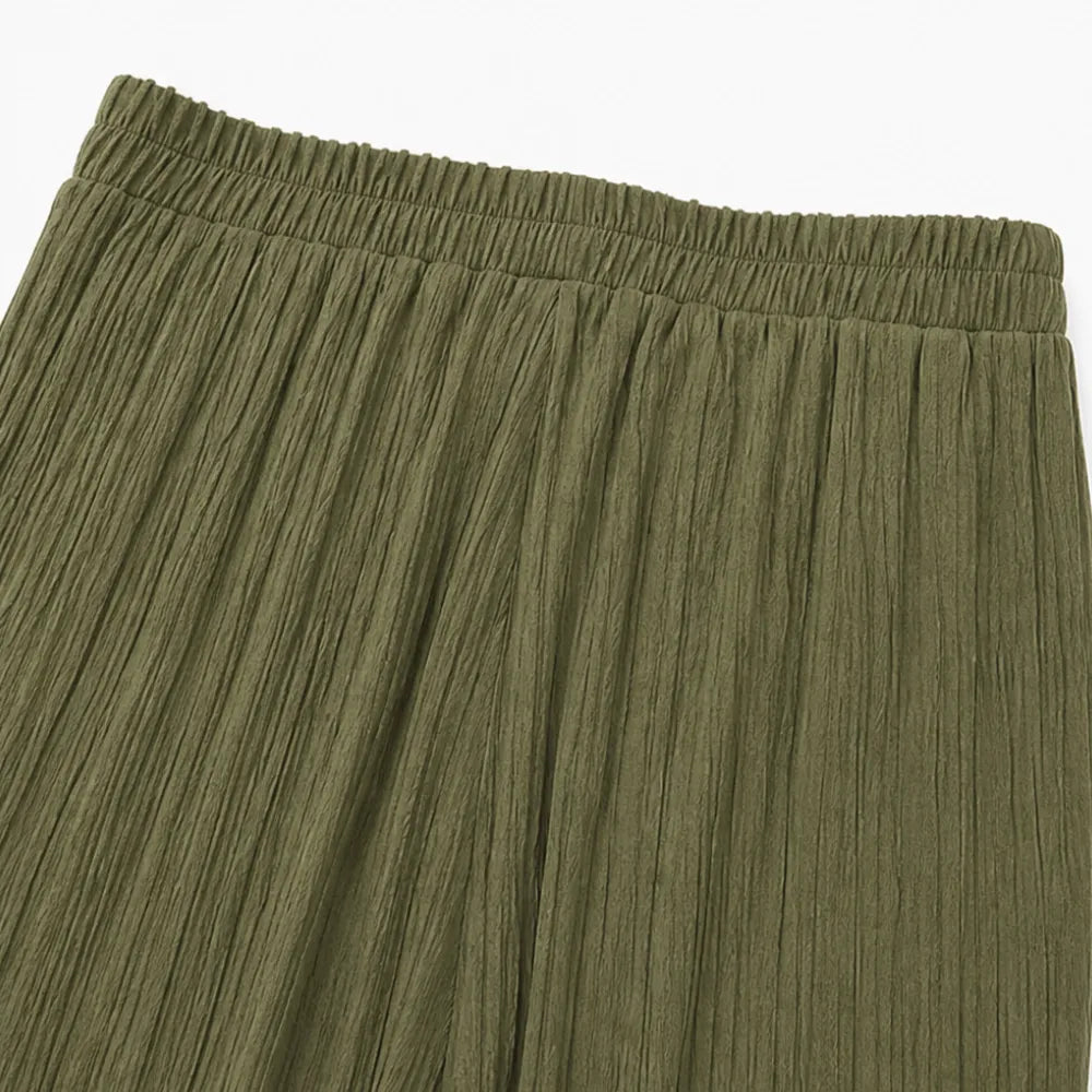 Velora – Ribbed Wide-Leg Capri Pants with Drawstring Waist &amp; Side Slit, Plus Size 1XL–5XL