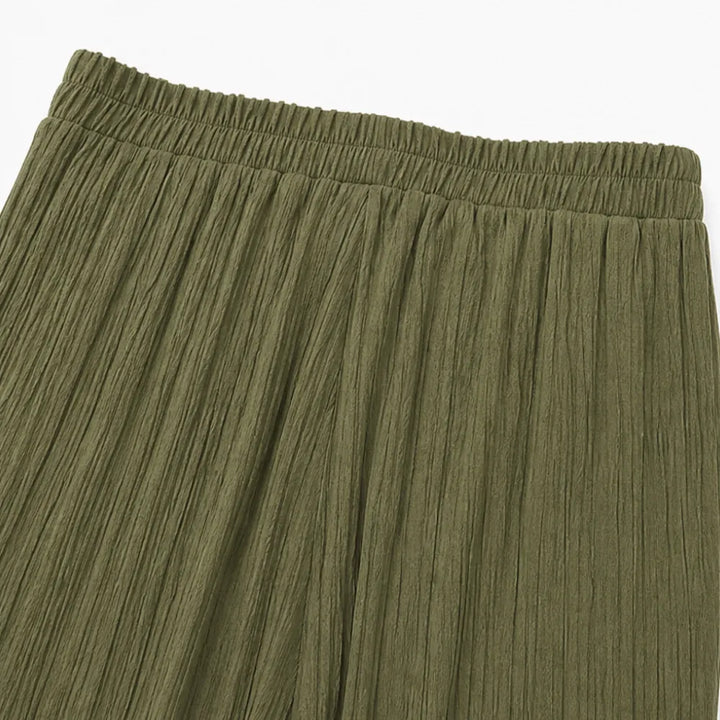 Velora – Ribbed Wide-Leg Capri Pants with Drawstring Waist &amp; Side Slit, Plus Size 1XL–5XL