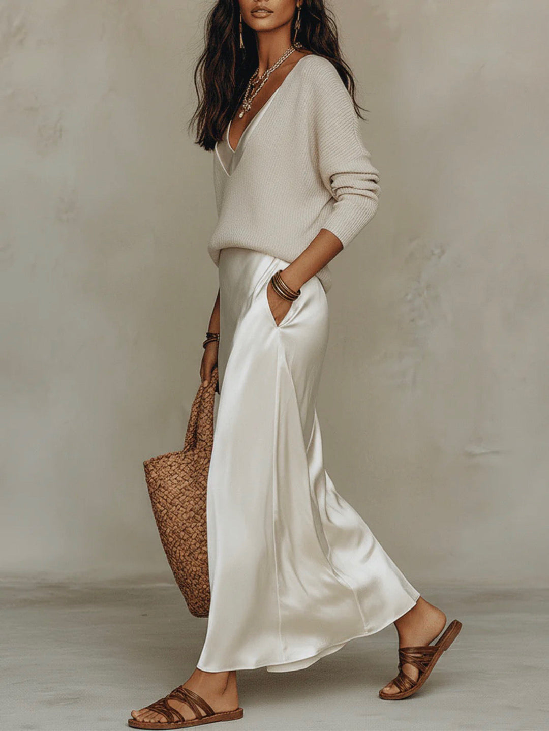 Isolde | Knit &amp; Satin Ensemble