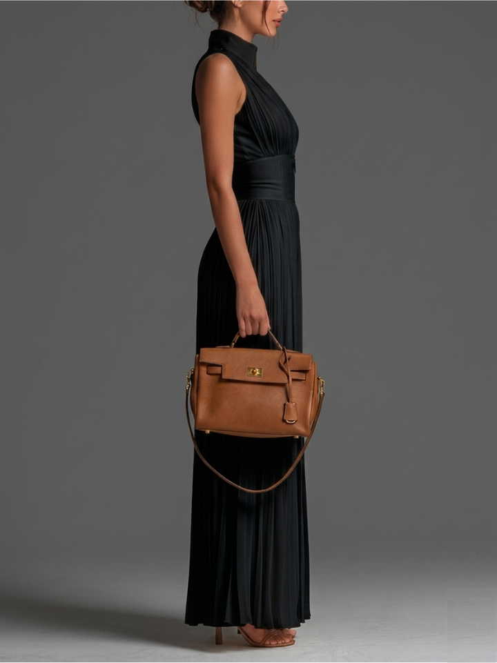 Zsofia | Black Pleated Chiffon Set