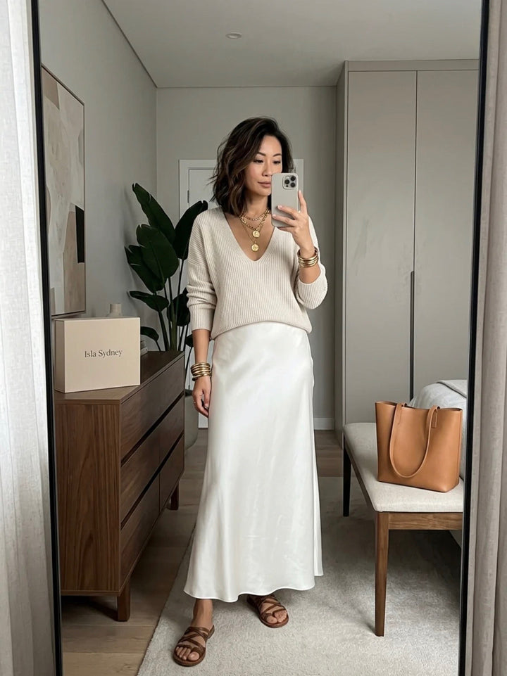 Isolde | Knit &amp; Satin Ensemble