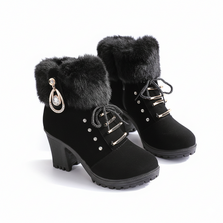 Velurea – Women’s Faux Fur Block Heel Winter Boots