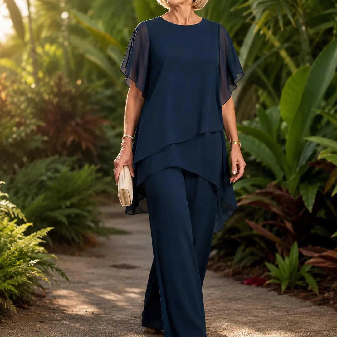 Florenza – Double-Layer Top and Wide Leg Pants Set for Women