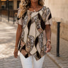 Velora – Asymmetric Hem Leopard Paisley Print Tunic Top