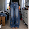 Velmora – Wide Leg Jeans with Brass Grommet Side Detail, High Rise
