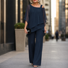 Elorvia™ – Overlay Wide Leg Pantsuit Set for Women