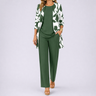 Brenda™ – Women's 3 Piece Set with Floral Cardigan, Scoop Top and Wide Leg Trousers