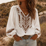 Soluna – Embroidered Boho Blouse, V-Neck, Balloon Sleeve