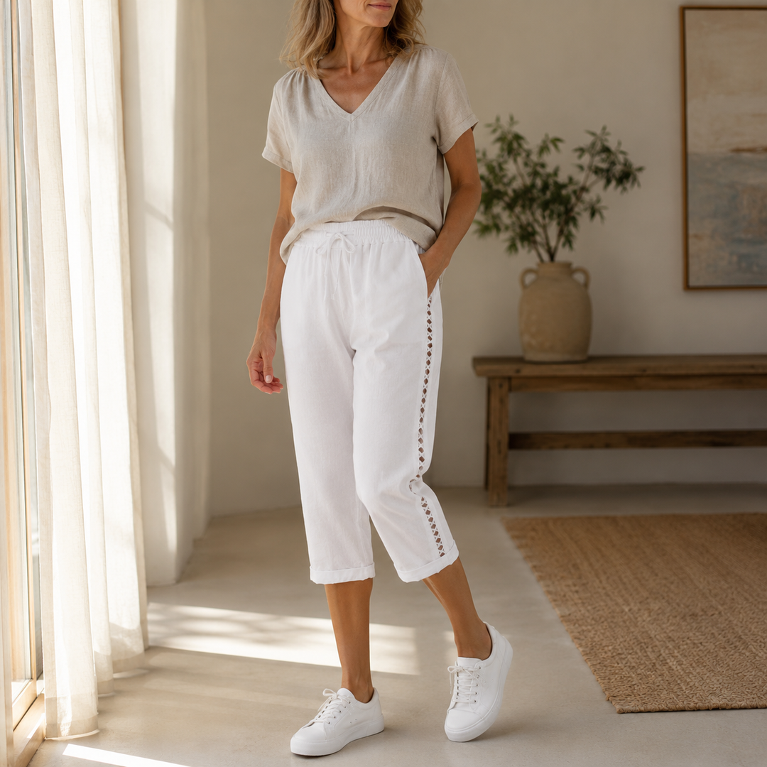 Lunava™ – Lace-Side Capri Pants for Women