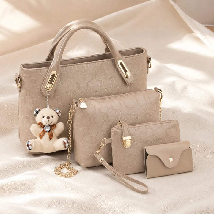 Belluna – 4-Piece Matching Handbag Set, Leather Tote Crossbody Pouch Card Holder