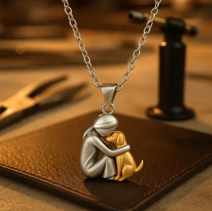 Embrace Dog Pendant Necklace – A Symbol of Love &amp; Loyalty