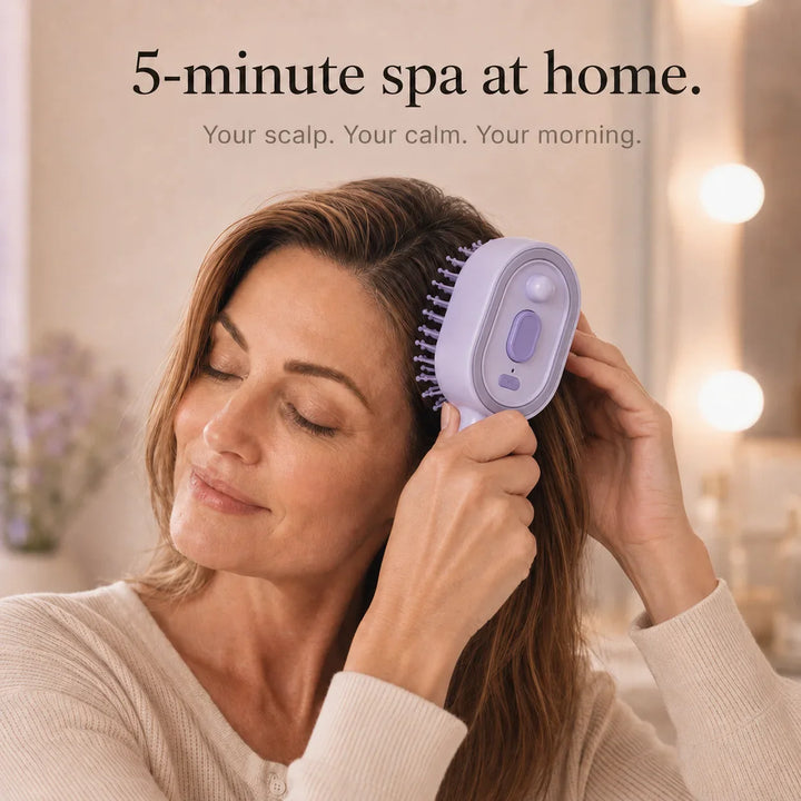 Velura – Self-Cleaning Scalp Massager Brush with Mist Spray Tank