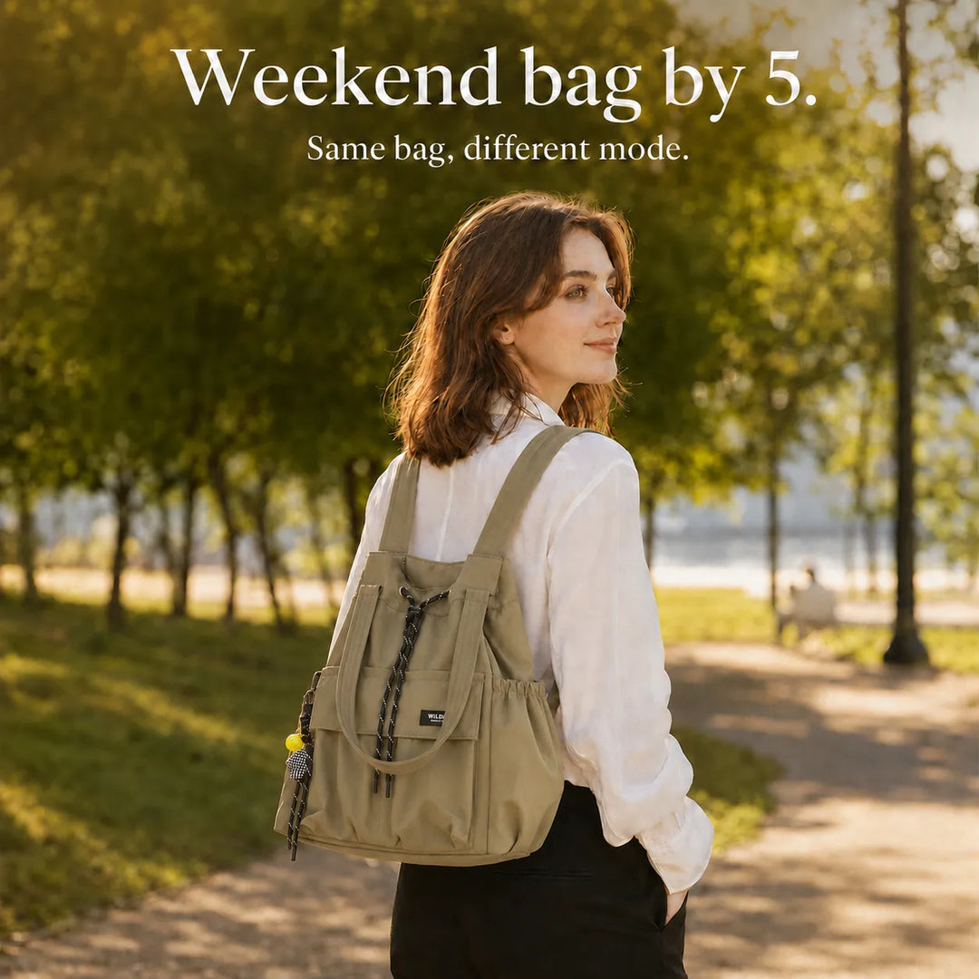 Carryall – Convertible Drawstring Canvas Tote Backpack with Cargo Pockets