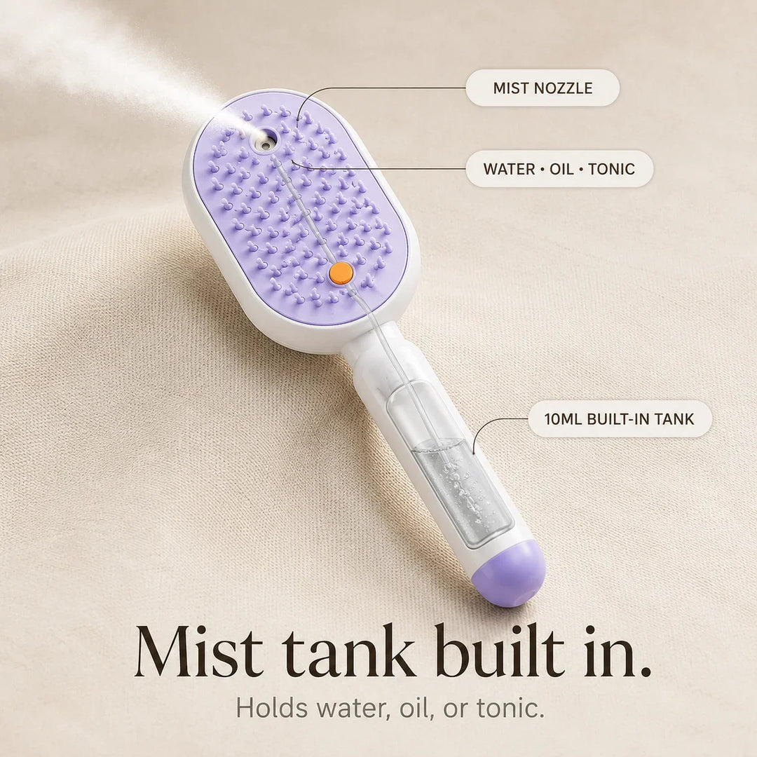Velura – Self-Cleaning Scalp Massager Brush with Mist Spray Tank