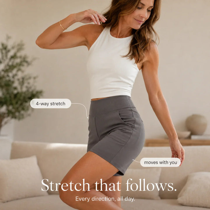 Wearbella – High Waisted Tailored Stretch Bermuda Shorts with Pockets